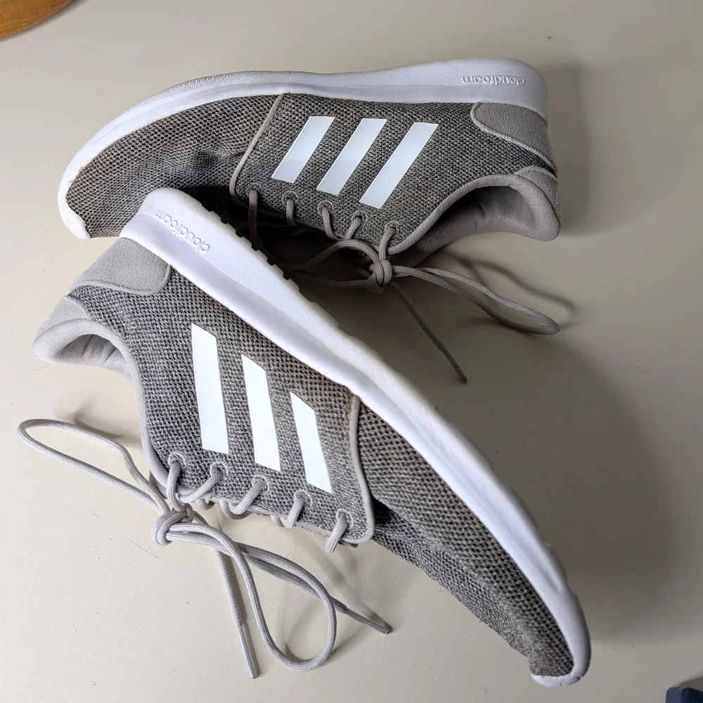 adidas Cloudfoam Gray Fabric Mesh Athletic Shoes Size Women's 8.5